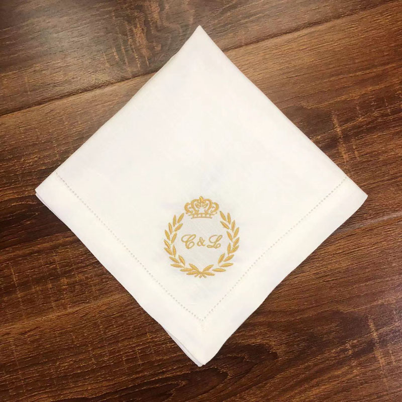 Monogrammed Handkerchief - 1ชิ้น Monogram ส่วนบุคคลและการปรับแต่ง,ฝ้ายและผ้าลินินงานแต่งงาน