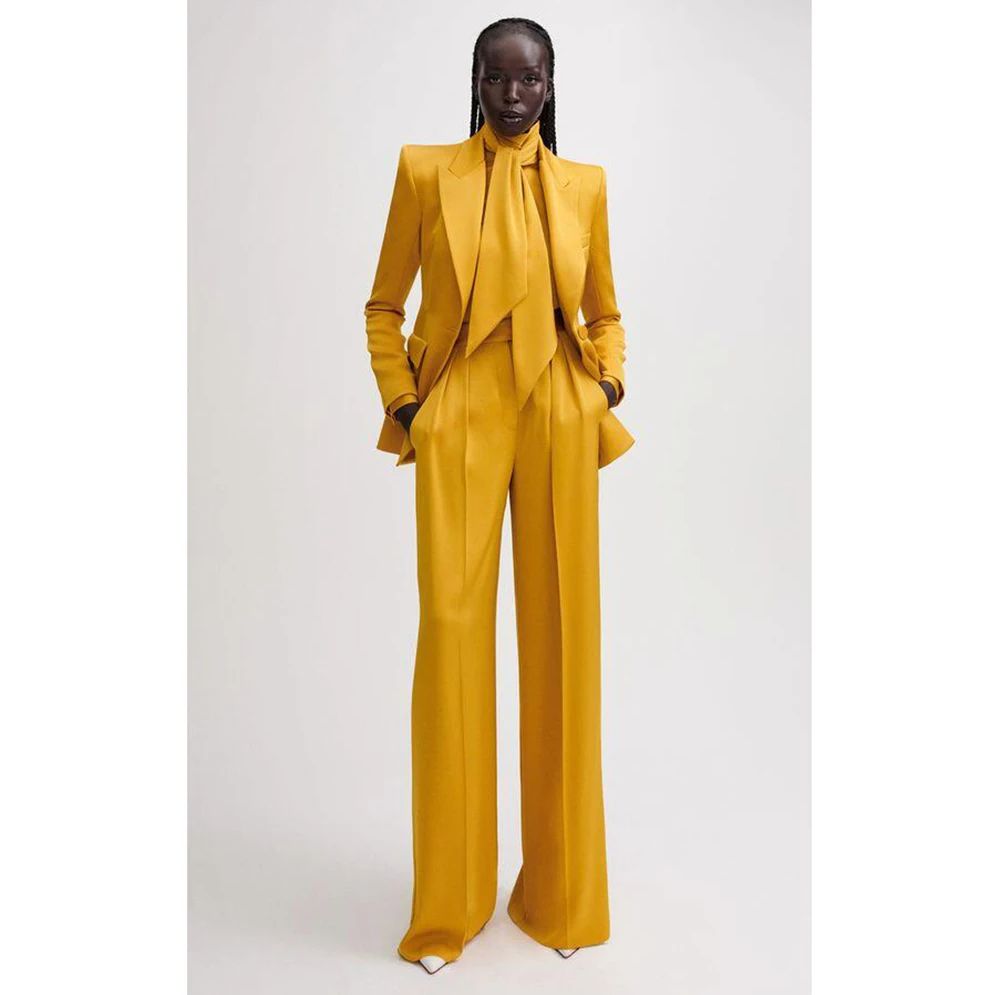 Formal Wear For Men Yellow - ชุดสูท2ชิ้นพร้อมกางเกงสำหรับผู้หญิงชุดสูทกางเกงงานพรอมแบบทางการชุดสูทแฟชั่นสีเหลืองสำหรับเด็กผู้หญิงสีดำสุดเท่